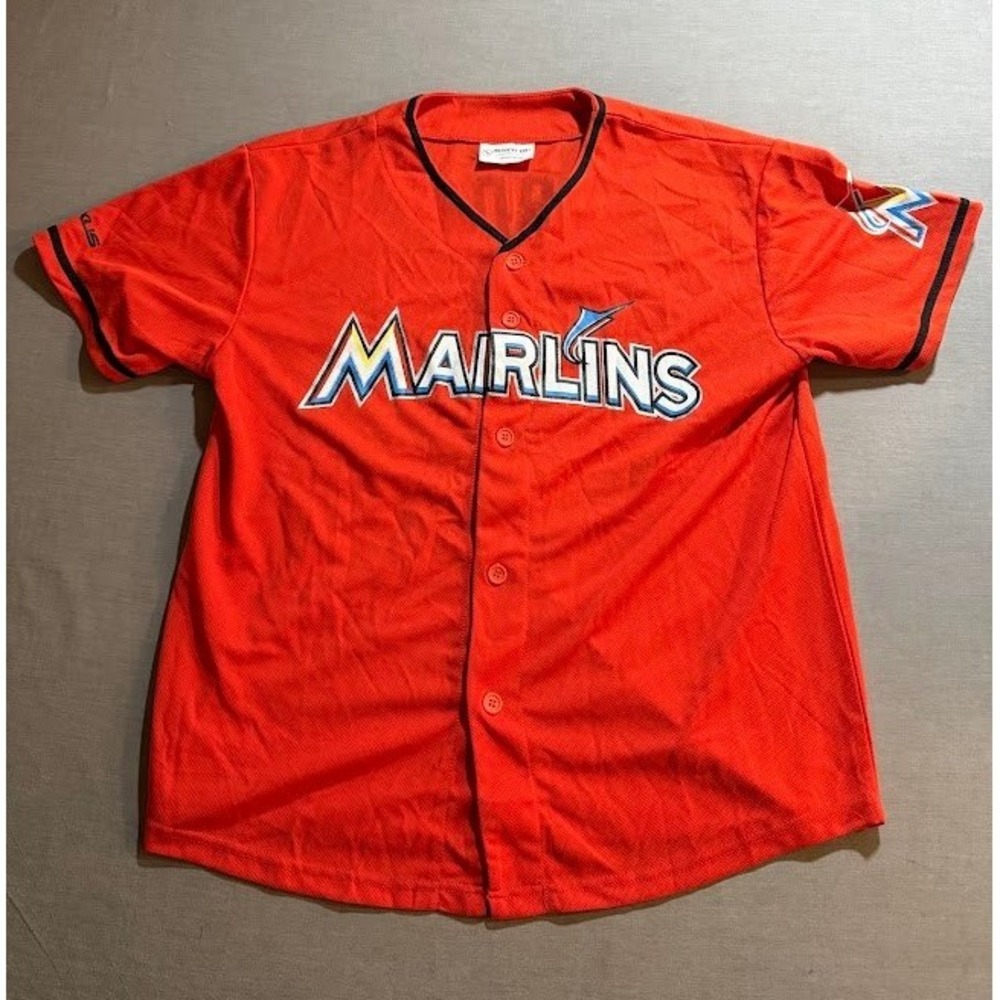 Match-Up Mailrlins Baseball Gordon Youth XLJersey Orange Button Up Short Sleeve‎